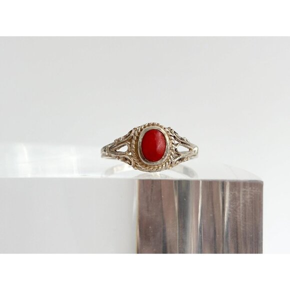 Natural Coral Cabochon Sterling Silver SW Style 925 Ring - multiple sizes - Picture 10 of 10